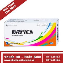 Thuốc Davyca 75mg - Điều trị rối loạn lo âu, chống động kinh (28 viên)