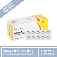 Thuốc Des-OD 5mg trị viêm mũi dị ứng, mề đay (10 vỉ x 10 viên)