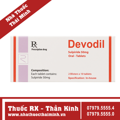 Thuốc Devodil 50mg - Điều trị ngắn hạn lo âu, rối loạn hành vi (20 viên)