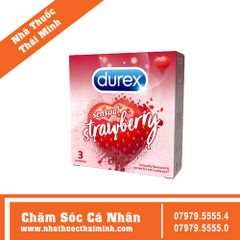 BAO CAO SU HƯƠNG DÂU TÂY DUREX SENSUAL STRAWBERRY [ 3 CÁI / 1 HỘP ]