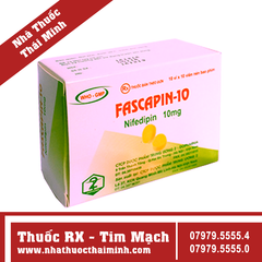 Thuốc Fascapin-10 - điều trị tăng huyết áp, dự phòng đau thắt ngực (10 vỉ x 10 viên)