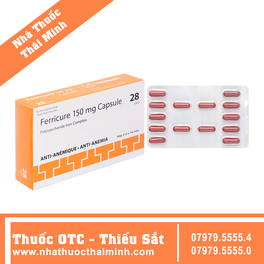 Thuốc Ferricure 150mg Capsule - Điều trị thiếu sắt, thiếu máu