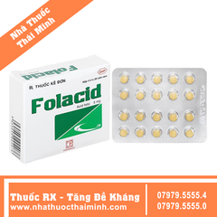 Thuốc Folacid 5mg - Phòng và trị thiếu axit folic hộp 4 vỉ x 20 viên