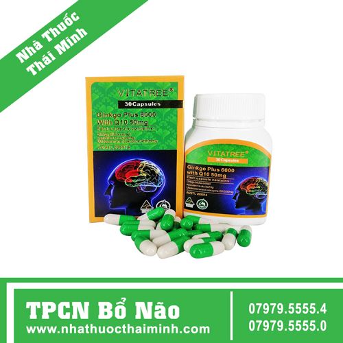 Viên uống bổ não Vitatree Ginkgo Plus 6000 Mg with CQ10 50mg