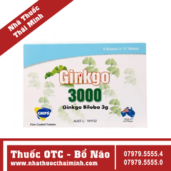 Thuốc Ginkgo 3000mg - hỗ trợ điều trị suy giảm tuần hoàn máu não (6 vỉ x 15 viên)