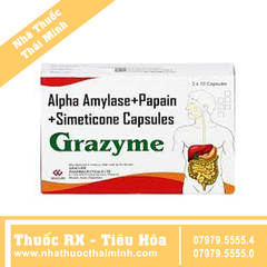 Thuốc Grazyme Gracure điều trị ăn không ngon, khó tiêu, đầy hơi (3 vỉ x 10 viên)