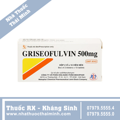 Thuốc Griseofulvin 500mg - trị nấm da, tóc và móng (2 vỉ x 10 viên)