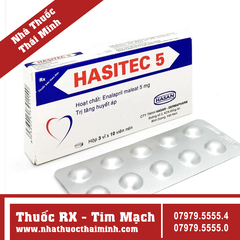 Thuốc Hasitec 5mg - điều trị tăng huyết áp, suy tim (3 vỉ x 10 viên)