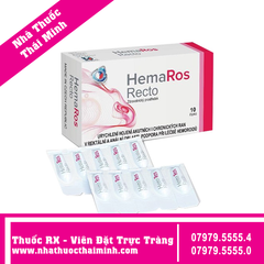 Viên đặt hậu môn HemaRos Recto - Hỗ trợ điều trị trĩ (2 vỉ x 5 viên)