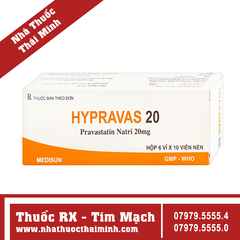 Thuốc Hypevas 20mg - điều trị tăng cholesterol máu (6 vỉ x 10 viên)