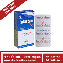 Thuốc Infartan 75 - Ngừa xơ vữa động mạch (3 vỉ x 10 viên)