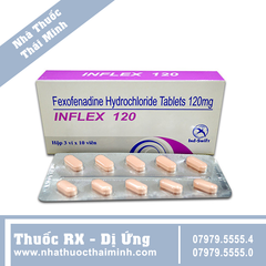 Thuốc Inflex 120 - Điều trị viêm mũi dị ứng, mề đay (3 vỉ x 10 viên)