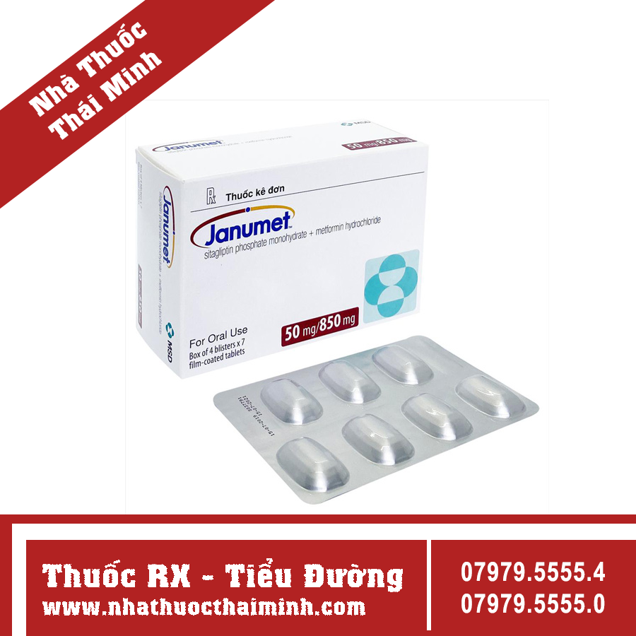 Thuốc Janumet 50mg/850mg Merck điều trị tiểu đường type 2 Nhà thuốc