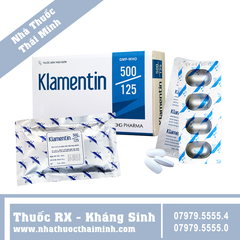 Thuốc Klamentin 500/125 điều trị viêm xoang, viêm tai giữa cấp (3 vỉ x 4 viên)