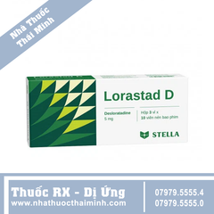 Thuốc Lorastad D 5mg Stella hỗ trợ điều trị viêm mũi dị ứng, mề đay (3 vỉ x 10 viên)