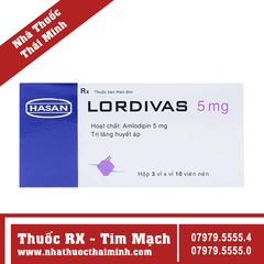 Thuốc Lordivas 5mg - điều trị tăng huyết áp, đau thắt ngực (10 vỉ x 10 viên)