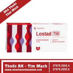 Thuốc Lostad T50 - điều trị tăng huyết áp, nhồi máu cơ tim (3 vỉ x 10 viên)