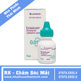 Dung dịch nhỏ mắt Lumigan 0.01% Allergan điều trị tăng nhãn áp góc hẹp (3ml)