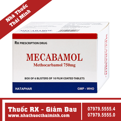 Thuốc Mecabamol 750mg - điều trị bệnh lý cơ xương cấp tính (6 vỉ x 10 viên)