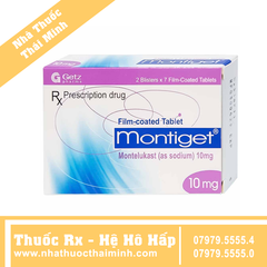 Thuốc Montiget 10mg Getz - Điều trị suyễn, viêm mũi dị ứng (2 vỉ x 7 viên)