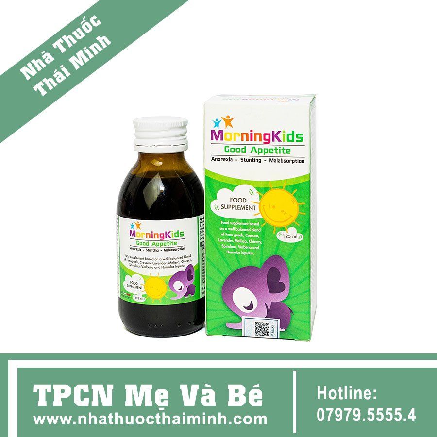 Siro MorningKids Good Appetite tăng cường tiêu hóa, giúp ăn ngon miệng (125ml)