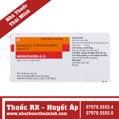 Thuốc Nebicard 2.5mg Torrent điều trị tăng huyết áp vô căn (5 vỉ x 10 viên)