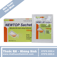 Thuốc Newtop Sachet 100mg -  điều trị nhiễm khuẩn (10 gói x 1g)