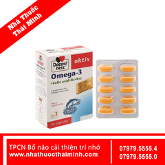 Dầu cá Doppelherz Aktiv Omega-3 + Folic acid + B6 + B12 bổ não (Hộp 30 viên)