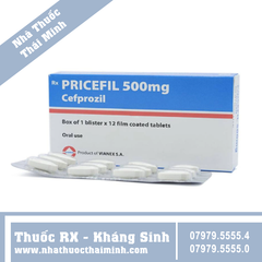 Thuốc Pricefil 500mg - Điều trị nhiễm khuẩn đường hô hấp (12 viên)