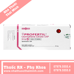 Thuốc Profertil 50mg - trị chứng vô sinh ở phụ nữ vô kinh (1 vỉ x 10 viên)