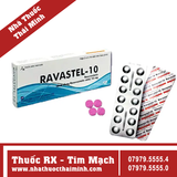 Thuốc Ravastel-10 - điều trị tăng cholesterol huyết và ngăn ngừa tim mạch (2 vỉ x 14 viên)