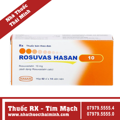 Thuốc Rosuvas 10mg - điều trị tăng cholesterol máu (2 vỉ x 14 viên)