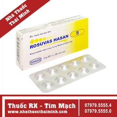 Thuốc Rosuvas Hasan 5 - điều trị tăng cholesterol (3 vỉ x 10 viên)