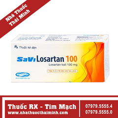 Thuốc Savi Losartan 100mg - điều trị tăng huyết áp (3 vỉ x 10 viên)