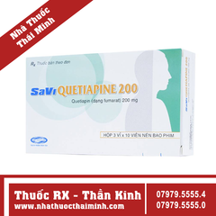 Thuốc Savi Quetiapine 200mg - Điều trị tâm thần phân liệt (3 vỉ x 10 viên)