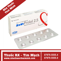 Thuốc SaviProlol 2.5mg - Trị tăng huyết áp, đau thắt ngực (3 vỉ x 10 viên)