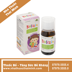 Siro Biolizin giúp tăng cường sức đề kháng cho cơ thể lọ 50ml