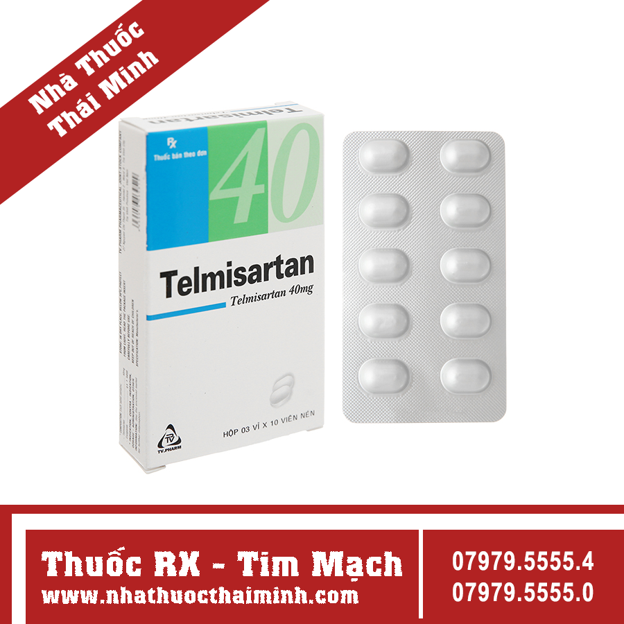 Thuốc Telmisartan 40mg TV.Pharm điều trị tăng huyết áp 3 vỉ x 10 viên ...