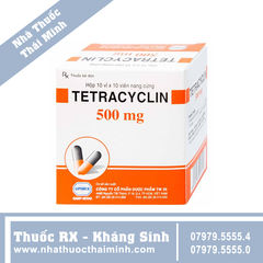 Thuốc Tetracyclin 500mg - điều trị nhiễm khuẩn đường hô hấp (10 vỉ x 10 viên)