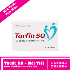 Thuốc Torfin 50 - điều trị rối loạn cương dương (1 vỉ x 4 viên)