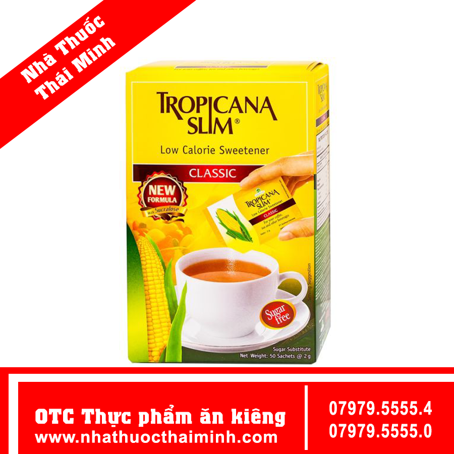 Đường ăn kiêng Tropicana Slim Low Calorie Sweetener Classic (Hộp 50 gói x 2g)