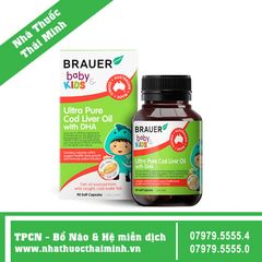 BRAUER Baby & Kids Ultra Pure Cod Liver Oil with DHA (90 viên) - Bổ sung DHA tinh khiết cho trẻ từ 1 tuổi