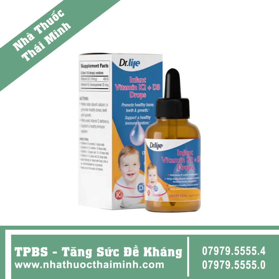 Drlife Infant Vitamin K2 + D3 Drops Bổ Sung Vitamin D3 K2 Cho Bé
