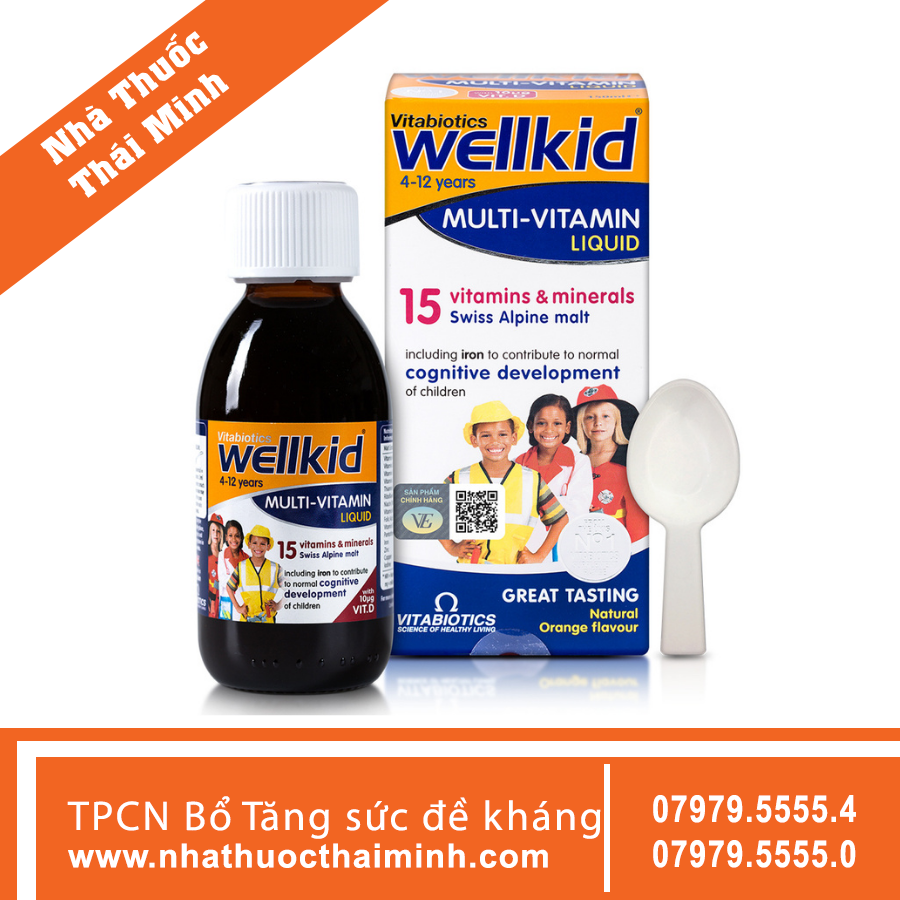 VITABIOTICS WELLKID MULTI-VITAMIN LIQUID – BỔ SUNG VITAMIN CHO TRẺ EM (150ML)