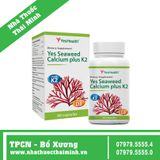 YES SEAWEED CALCIUM PLUS K2 (Hộp 60 viên) - Viên Uống Bổ Sung Canxi, Vitamin D3 Và K2