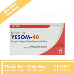 Thuốc Yesom 40mg - điều trị viêm loét dạ dày, tá tràng (3 vỉ x 10 viên)