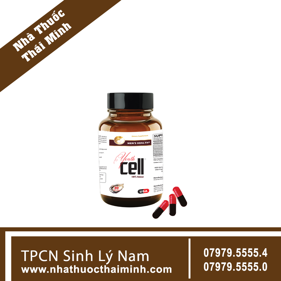 Viên uống bổ thận, tăng cường sinh lý nam Youth Cell 30 Viên - Bổ sung Testosterol và Nitric oxide nội sinh