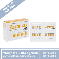 Thuốc bột pha hỗn dịch uống Zaromax 200 trị nhiễm khuẩn (24 gói)