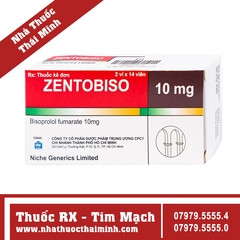 Thuốc Zentobiso 10mg trị suy tim mãn tính ổn định (2 vỉ x 14 viên)