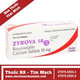 Thuốc Zyrova 10mg - điều trị Cholesterol cao trong máu (10 vỉ x 10 viên)